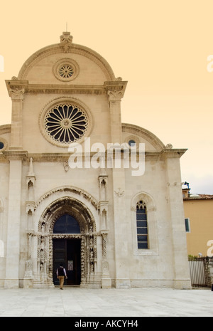 South-East Europe, Croatia, Sibenik, front entrance, St Jacob James cathedral Stock Photo