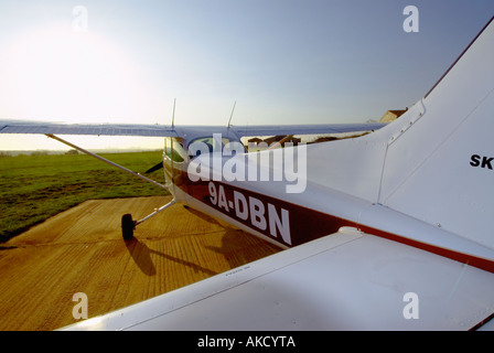 Croatia, Istra, light aircraft on Pula-Medulin airport Stock Photo