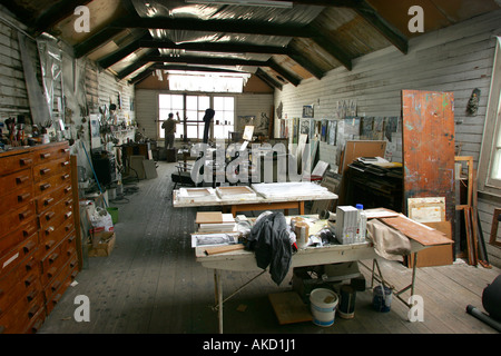 Artists studios on Porthmeor Beach, St Ives in Cornwall, England, UK Stock Photo