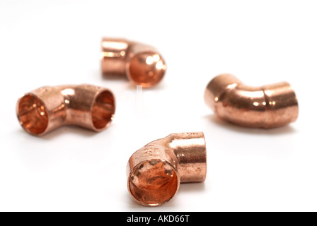 15mm unsoldered Copper bends Stock Photo