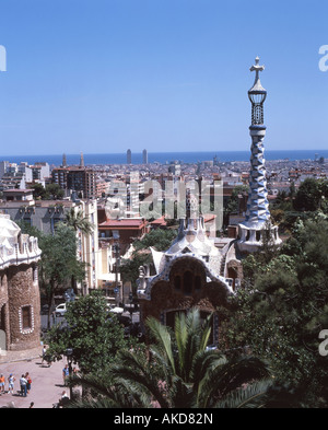 City view from Park Guell, Barcelona, Cataluna, Spain Stock Photo