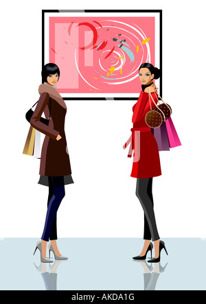 Side profile of two women shopping in a supermarket Stock Photo - Alamy