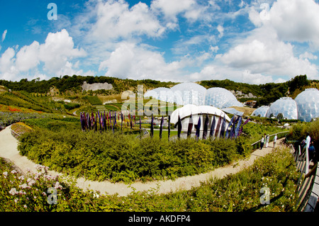 Exterior view of the Biomes at the Eden Project Cornwall UK Stock Photo