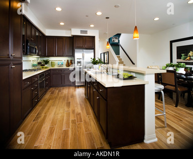 Interior of contemporary kitchen with bar Stock Photo