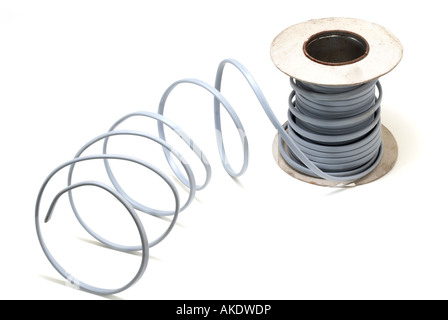 Grey Coiled 1.5mm electric cable Stock Photo