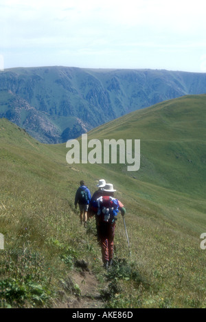 Walking in the Tian Shan Mountains in Kazakstan Stock Photo