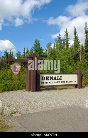 Sign Entrance Welcome Marker Denaili National Park and Preserve Alaska AK U S United States Stock Photo