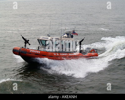 US Coast Guard boat patrolling New York Harbour as a Homeland Security measure. Stock Photo
