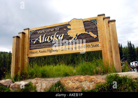 Welcome to Alaska sign marker border U S United States Alaska Highway ...