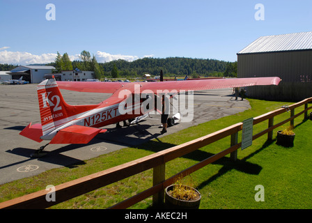 Small single engine airplane at Talkeetna airport in Town of Talkeetna Alaska AK Northern Exposure near Denali National Park Stock Photo