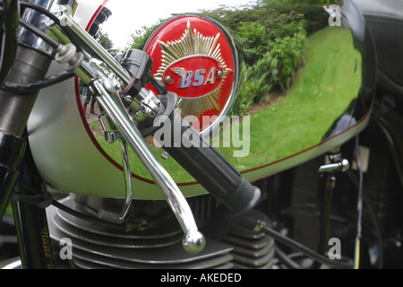 BSA Goldstar DBD34 motorcycle chrome petrol tank and badge Stock Photo