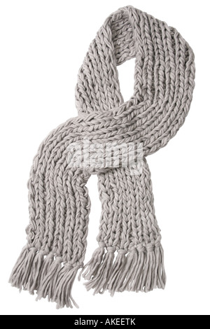 Gray wool scarf isolated on white background Stock Photo
