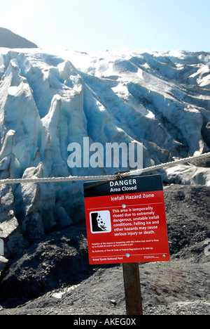 Warning sign near Exit Glacier, Kenai Fjords National Park in Alaska ...