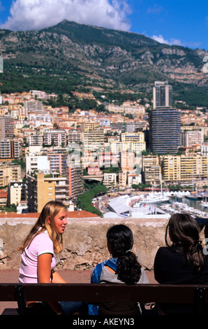 Monaco, Blick vom Grimaldi-Palast auf den Hafen Stock Photo