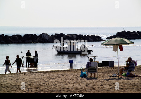 Beach, Montesilvano Spiaggia, Abruzzo, Italy Stock Photo