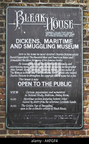 Sign for Chales Dickens Bleak House Broadstairs Kent UK Stock Photo