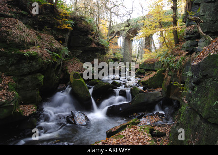Waterfall at a nature reserve in the North West of England Stock Photo