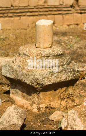 Broken pillar in Anjar Castle Stock Photo