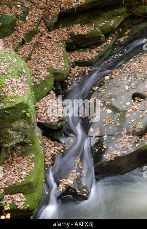 Waterfall at a nature reserve in the North West of England Stock Photo