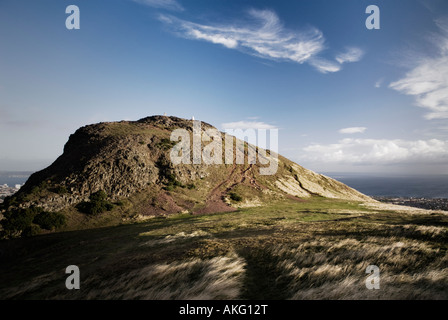 The summit of Arthurs Seat in Holyrood Park Edinburgh Scotland UK Stock Photo