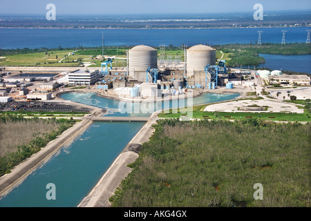 Aerial view of nuclear power plant on Hutchinson Island Flordia Stock Photo