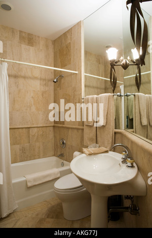 Detail of neutral colored bathroom. Stock Photo