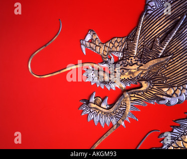 Chinese dragon motif Ryukyu lacquerware also known as shiki is a traditional Okinawan craft Stock Photo