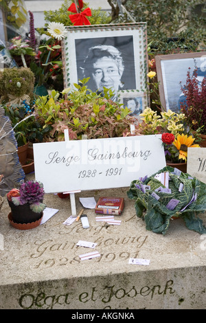 Serge Gainsbourgs Grave Montparnasse Cemetery Paris France Stock Photo