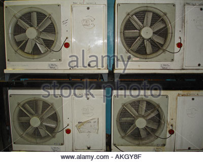 Air conditioning units and fans Stock Photo
