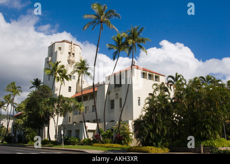 Honolulu Hale the Honolulu city hall building with Spanish mission style architecture in downtown Honolulu Oahu Hawaii Stock Photo