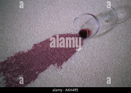 Red wine stain on a carpet Stock Photo