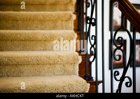 Detail of curved staircase and railing. Stock Photo