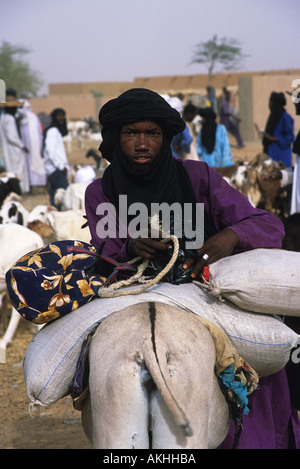 Nomad at the livestock market Agadez Niger West Africa Stock Photo