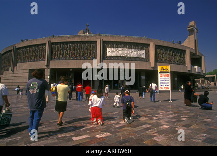 Mexicans, Mexican people, pilgrims, entrance, place of worship, house of worship, New Basilica of Guadalupe, Mexico City, Distrito Federal, Mexico Stock Photo