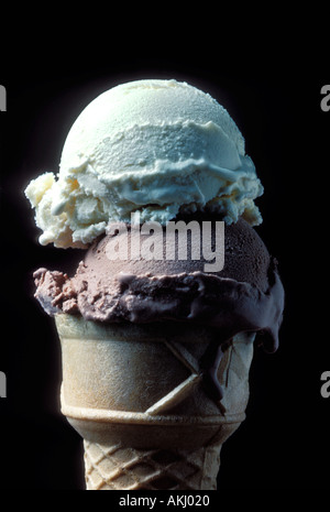 Double Scoop Ice Cream Cone On White Background Stock Photo