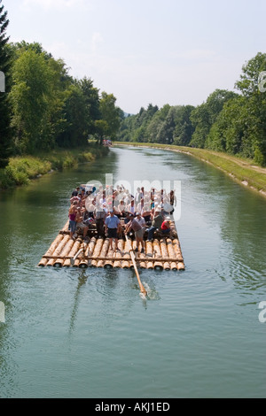 raft on river Isar Upper Bavaria Stock Photo - Alamy
