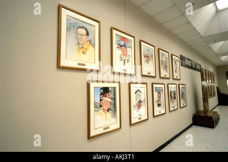 Inside the Indianapolis Motor Speedway Hall of Fame Museum with it's exhibition of racing cars and memorabilia. Stock Photo