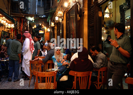 Egypt, Cairo, downtown, inside Khan El Khalili souk, the Fishawi cafe Stock Photo