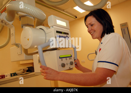 A radiologist operates a new computerised xray machine. Stock Photo