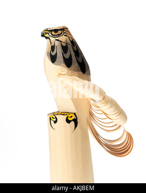 JapaneseYamagata  traditional wooden hawk carving 'sasano bori' Stock Photo