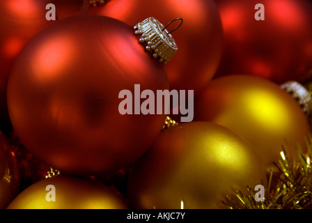 baubles bauble Christmas New Year glass red golden Stock Photo