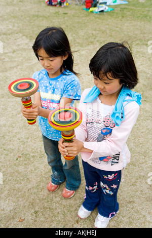 Japan, Kyushu Island, city of Kumamoto, local traditional skill game called Goma