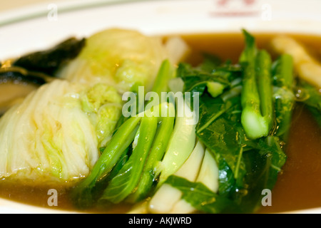 Braised vegetables in oyster sauce Stock Photo