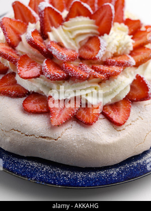 A strawberry Pavlova dessert vegetarian editorial food Stock Photo