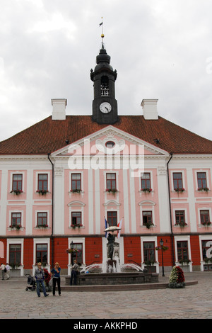 Tartu Estonia - the town hall on Town Hall Square on Raekoja Plats in Tartu, the second city of Estonia Stock Photo