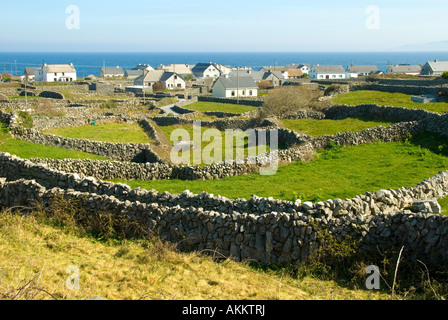 Drystone walls and intricate field system on Inishmore, Aran Islands, Co Galway, Ireland Stock Photo