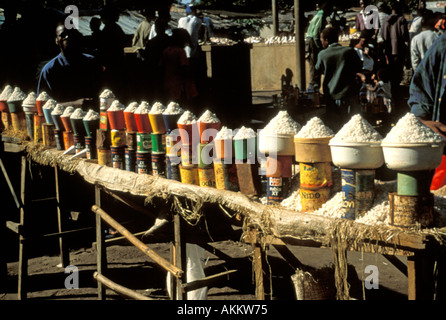 Piles of salt for sale in a market in Beira Mozambique Stock Photo