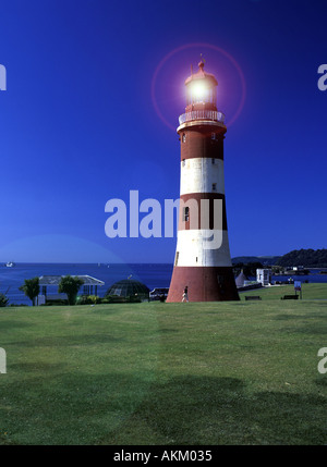 Smeatons Tower - a former Eddystone lighthouse - re-erected on Plymouth Hoe Devon England UK Stock Photo