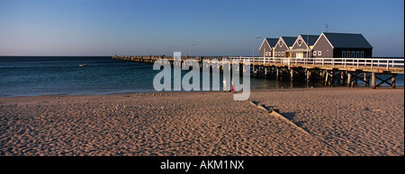 Panoramimc view of Busselton Jetty in Geographe Bay Western Australia The wooden jetty is 2km long and the longest in Australia Stock Photo