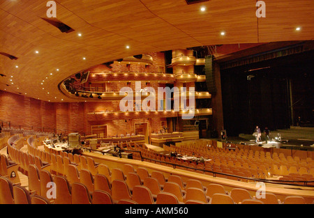 Inside the main auditorium The Donald Gordon Theatre in Wales Millennium Centre, Cardiff Bay, South Wales, UK Stock Photo